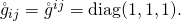 \mathring{g}_{ij}=\mathring{g}^{ij}=\mbox{diag}(1,1,1).