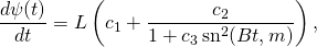 \begin{equation*}\frac{d\psi(t)}{dt}=L\left(c_1+\frac{c_2}{1+c_3\,\sn^2(Bt,m)}\right),\end{equation*}